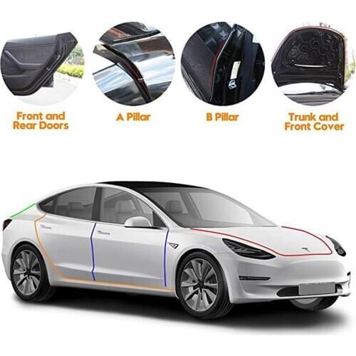 For Tesla Model 3 Car Door Seal Strips Rubber Seals Weatherstrip Rubber Seals Sound Insulation Sealing Strip Automobiles