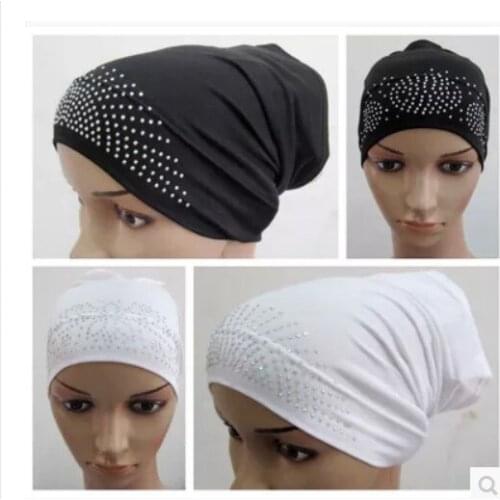 XM089 new rhinestones muslim caps islamic underscarf assorted colors