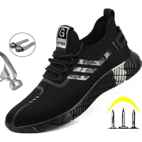 Safety Work Boots For Men Breathable Safety Shoes Air Mesh Work Shoes Steel Toe Puncture-proof Indestructible Shoes Work Sneaker