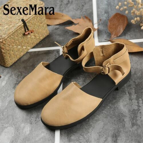 SexeMara Luxury Handmade design Women Genuine Leather Shoes Driving Pregnant Comfortable wear Ladies soft female flat Shoes