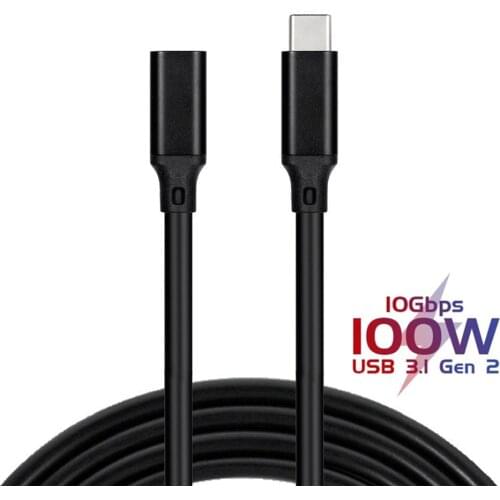 10Gbps Gen2 Type-C USB 3.1 Male to USB-C Female Extension Data 100W Charging Cable Extender Cord Reversible Design 0.2m1m 2m 5m