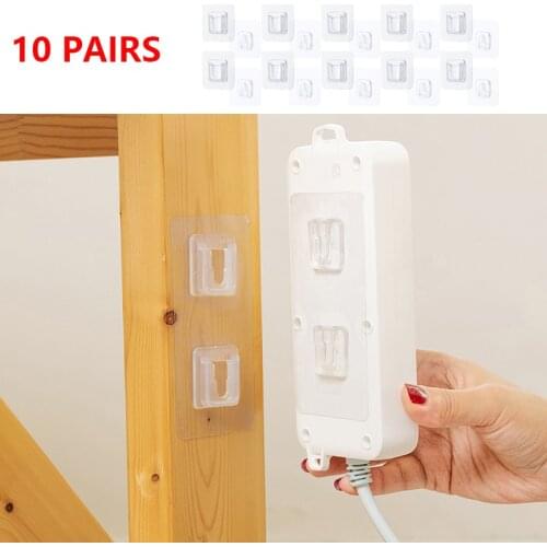10 Pairs Double sided adhesive wall hooks Strong Transparent Wall Hanger Suction Cup Hook Wall Storage Holder Kitchen Bathroom