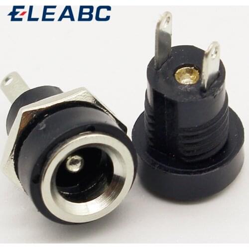 10Pcs 3A 12v for DC Power Supply Jack Socket Female Panel Mount Connector 5.5mm 2.1mm Plug Adapter 2 Terminal types 5.5*2.1