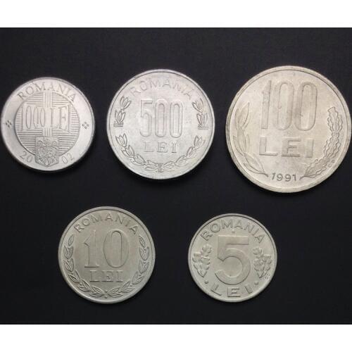 100% Real Original Coin Uncirculated Romania Coins Full Set 5 Unc