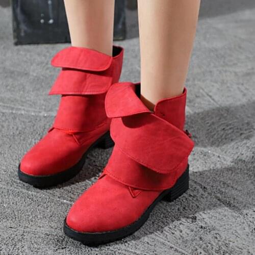 2021 Western Fashion Winter Woman Ladies Horse Riding Boots Vintage Combat Punk Boot Women Genuine Leather Short Boot