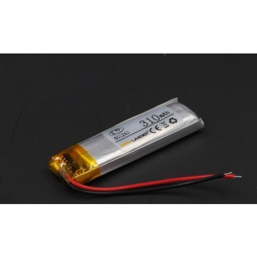6x12x40mm 3.7V 310mAh Rechargeable li Polymer Li-ion Battery For bluetooth headset mouse Bracelet Wrist Watch 601240 061240