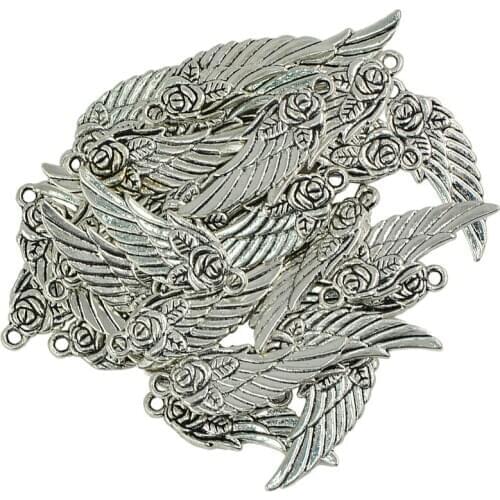 30 Pieces Retro Zinc Alloy Angel Wing Pendant Charm for DIY Necklace Jewelry Finding Craft