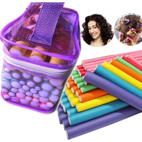 42pcs/Set Flexible Curling Rods Hair Curler Roller Non Heating Styling Portable Hair Curler Foam Roller Rods DIY Hair Styling