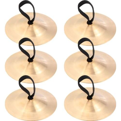 6pcs Musical Instrumen Belly Dance Copper Finger Cymbals Percussion Cymbals Dancing Props Percussion Instrument (Golden)