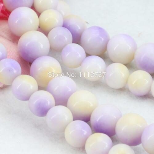 8mm 10mm Jewelry Making Design Accessories Purple&Yellow Round Loose Beads DIY Stone Accessory Parts Women Girls Gifts 15inch