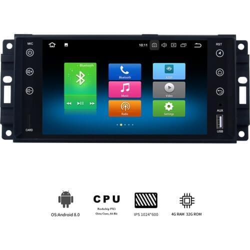 Car 1 din Android 10 multimedia for Jeep universal Chrysler Dodge Autoradio stereo PX5 Octa Core 4GB RAM Navigator