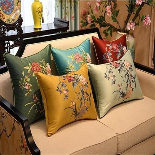 Free Shipping Natrual Classical Throw Pillow With Inner 60x60cm Embroidery Cushion Gift Chair Decorative Home Waist Bloster