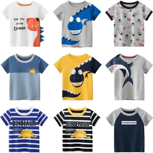Kids T Shirt Cartoon Animals Baby Kids Boys Girls Children Cotton Short Sleeves Summer Clothing Print Tee Toddler New 2021 Tops