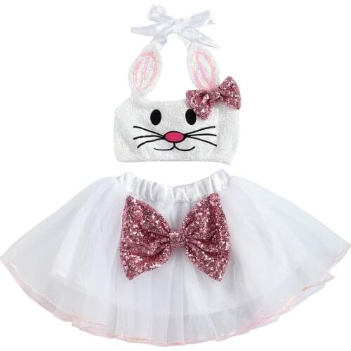 Children Kids Girl Two Piece Dress Set Sleeveless Lace Up Neck Sequins Top Mesh Tutu Skirt Infant Toddler Summer Outifits 6M-4T