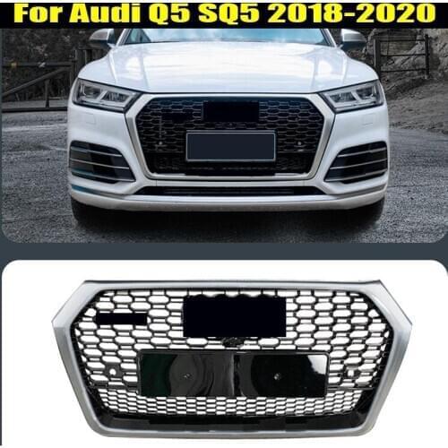 For Audi Q5 SQ5 2018 2019 2020 RSQ5 Style Black Grille Grill Black Rings Camera Mount