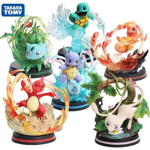 11-14cm Pokemon Figure Cartoon Anime Kawaii Pokémon Mewtwo Charmander Squirtle Bulbasaur PVC Figures Collectible Model Toy Gift