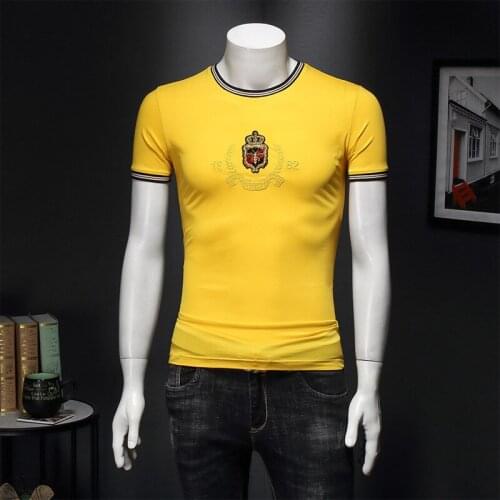 T-Shirt Top Yellow Mens US Brand Great Designer 2020 Summer New Embroidery Man Tee Shirt Homme Short Sleeve Male TShirts E190