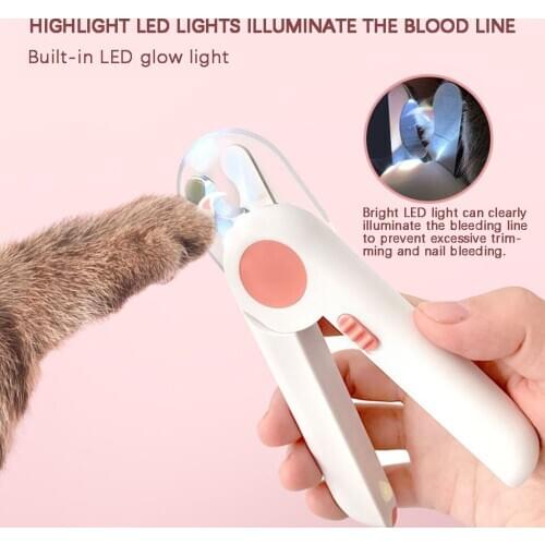 Led Pet Nail Guillotine Cat Nails Clipper Dog Scissors For Claws Cut Nail Supplies For Cat Dog Paw
