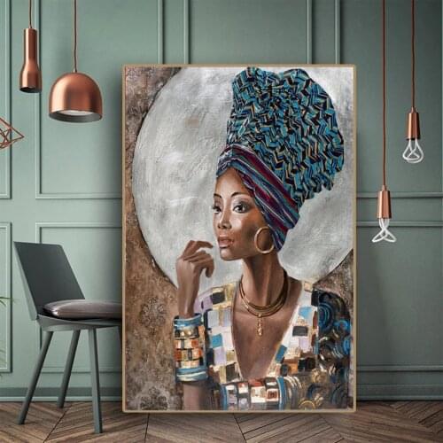 Graphite black women color canvas painting and poster African abstract canvas living room home decoration painting (no frame)