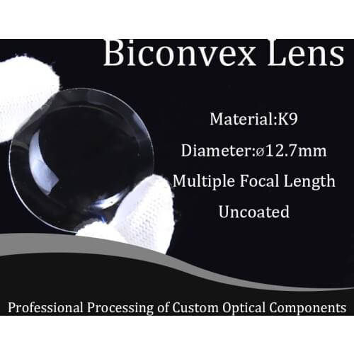 K9 material optical glass double convex lens focusing and condensing high precision D12.7mm
