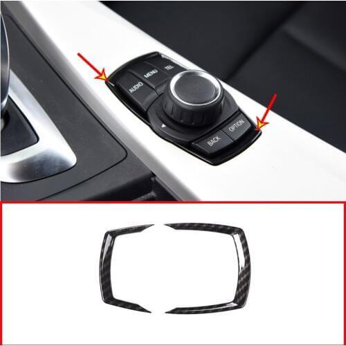 Carbon Fiber Style Interior Multimedia Switch Button Frame Cover Trim For BMW 1 2 3 4 Series 3 Series GT 2013-2017 Car Styling