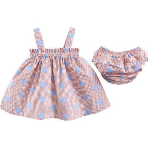 New 2020 Girls Clothes Set Summer Baby Clothes Cute Dot Dress and Button Shorts 2Pcs Suit Kids Clothes