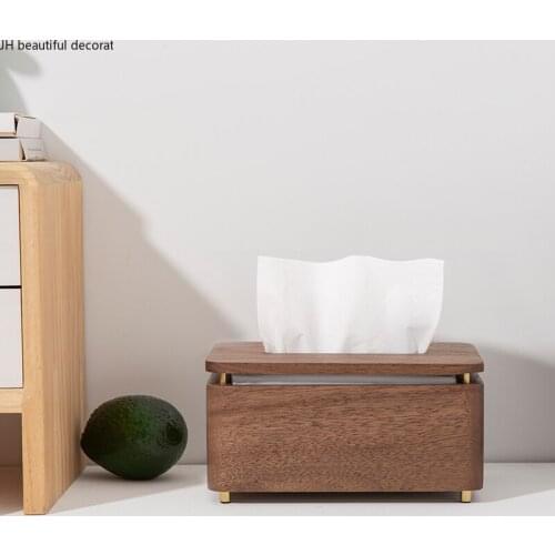 Living Room Tissue Box Home Bedroom Coffee Table Wooden Black Walnut Drawer Simple Creative Light Luxury Nordic Solid Wood