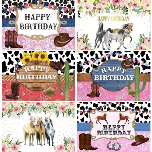 West Cowboy Cowgirl Theme Birthday Party Backdrop Wild West Rodeo Cowboy Photography Background Cow Bunting Kids Party Decor
