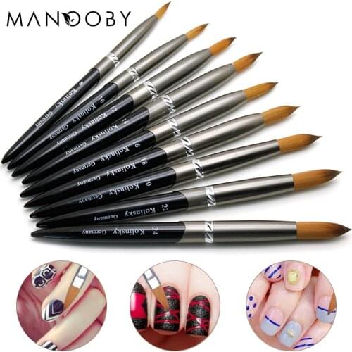 Acrylic Nails Brush Crystal Pen Nail Brushes Pure Hair Soft Round Size 8-24 Acrylic Round Nail Art Tool For Manicure Accessories