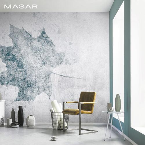 MASAR Simple pure color maple leaf mural sofa bedroom bedside living room dining room background wall wallpaper leaf vein