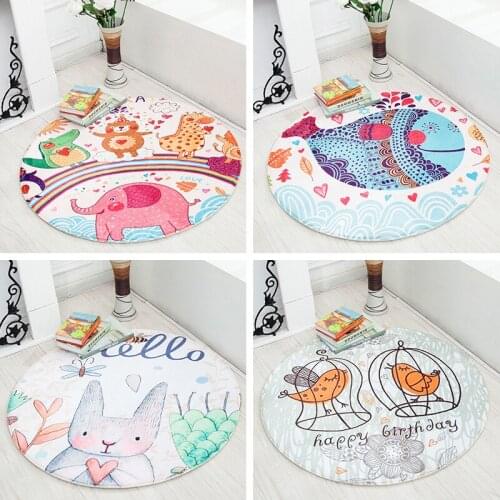 Cartoon Large Round Bedroom Carpet Floor Elephant Children Room Chair Garden Carpet Kitchen Non-Slip Carpet 3D Animal Carpet Rug