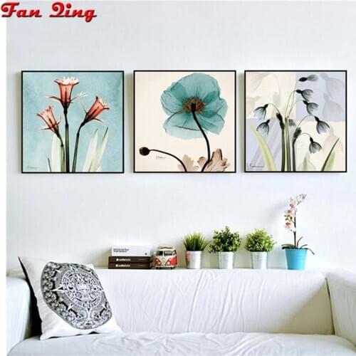 3pcs 5d diy diamond painting Flowers full square round Rhinestone 3d Diamond embroidery mosaic cross stitch set