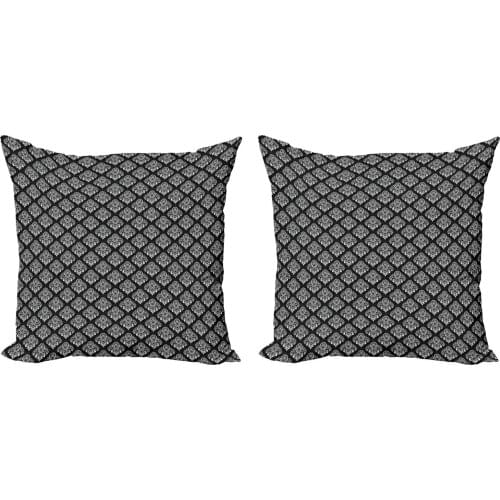 Victorian Foliage Pillow Cushion Cover Pack of 2 Monochrome Damask Rococo Zippered Double-Sided Accent for Living Room
