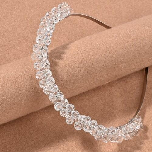Transparent Beaded Hair Hoop Headwear Headdress Handmade Beads Headbands Headpieces for Women Girls Party Hair Ornaments