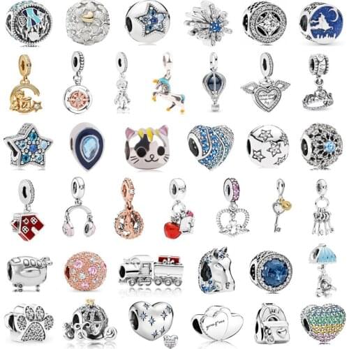 New fashion charm original diamond dog claw horse head small train beaded suitable for original Pandora ladies bracelet jewelry