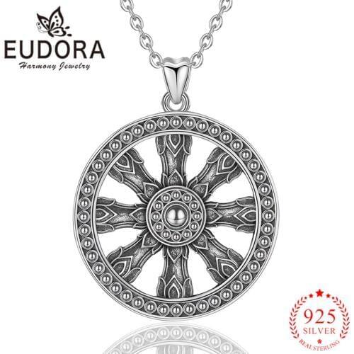Eudora Real 925 Sterling Silver Rudder Pendant Necklaces for Women Girls Vintage Retro Fashion Sterling-silver Jewelry CYD324