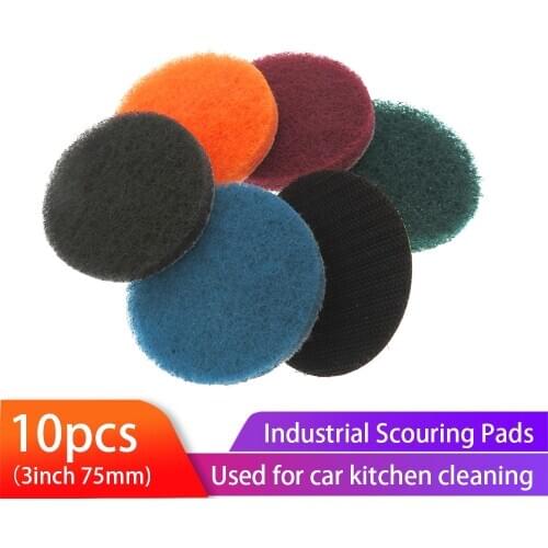 Scrub Pad 10Pcs 3 Inch Flocking Industrial Scouring Pads Heavy Duty 240/400/800/1000 Nylon Polishing Pad for Kitchen Cleaning