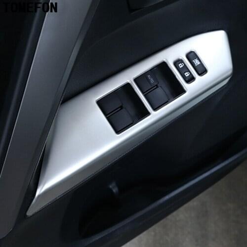 TOMEFON ABS Chrome 4Pcs For Toyota RAV4 RAV 4 2016 LHD Door Armrest Cover Window Lifter Switch Button Interior Moulding