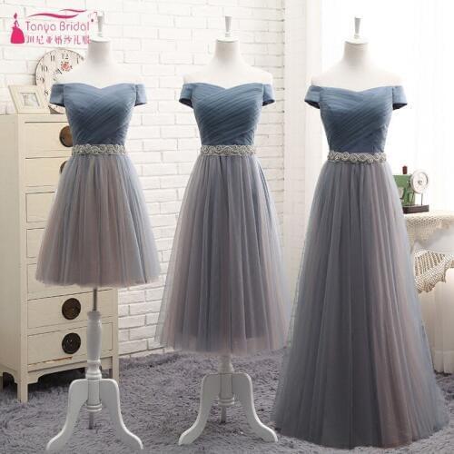 A Line Short Sleeves Long Bridesmaid Dresses With Crystal Belt Cheap vestido longo Wedding Guest Dress party Gown DQG439