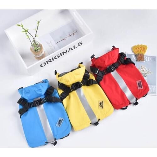 Waterproof Pet Dog Harness Jacket Reflective Raincoat with Harness Puppy Outdoor Walking Adjustable Chest Strap Dog Clothes