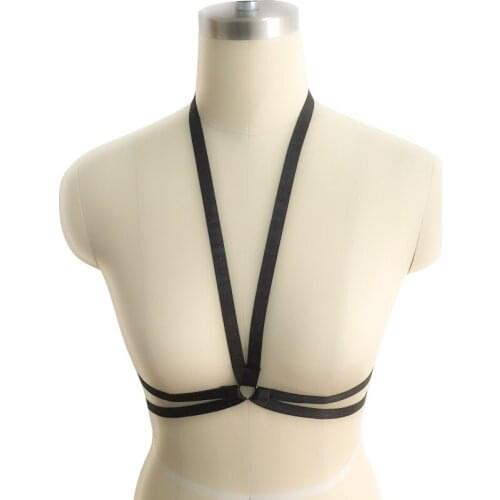 Women Black Body Harness Cage Cupless Bra Lingerie Erotic Bondage Club Dancer Crop Tops Cage Harness Lingerie goth clothes