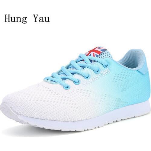 Women Casual Shoes Flat 2018 Fashion Outdoor Breathable Couple Shoes Lace Up Height Increasing Shoes Woman Platform