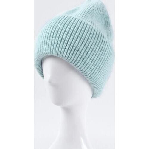 2020 High Quality Winter Knitted Winter Hat Real Rabbit Fur for Women Fashion Warm Beanie Hats Women Solid Adult Cover Head Cap