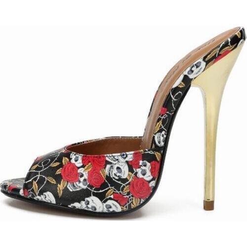 SDTFET woman Sliver Slipper Summer shoes Slip-On zapatos mujer 13cm Thin Heels Sandals Pumps Party Dress Sandalias Plus:37-47 48