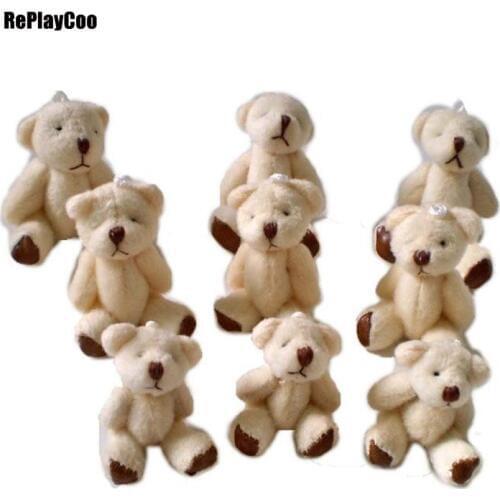 100pcs/lot Kawaii Small Joint Foot skin Bears Stuffed Plush 6.5CM Toy Mini BearTed Bears Plush Toys Wedding Gifts 01008