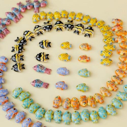 5pcs Interesting Hand-painted Fish-shaped Ceramic Beads Collection Ins Necklace Bracelet DIY Earrings Jewelry Materials