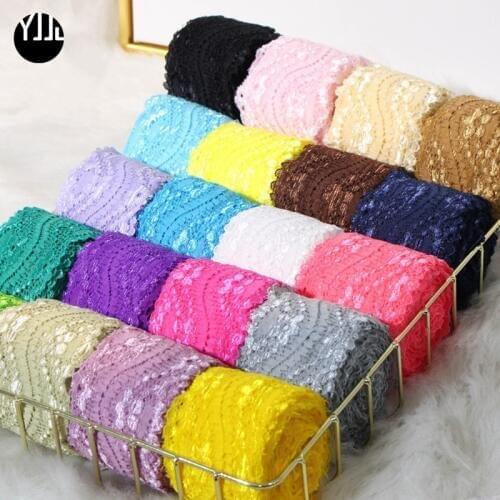 5yards 24 mix color elastic lace ribbon 5.5CM wide embroidered african lace fabric lace trimmings for sewing accessories Wedding