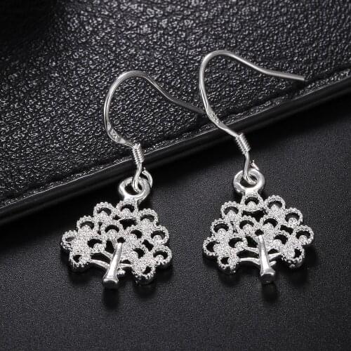 925 Sterling Silver elegant tree earrings for women fine Street fashion party wedding Jewelry hot charm Holiday gifts