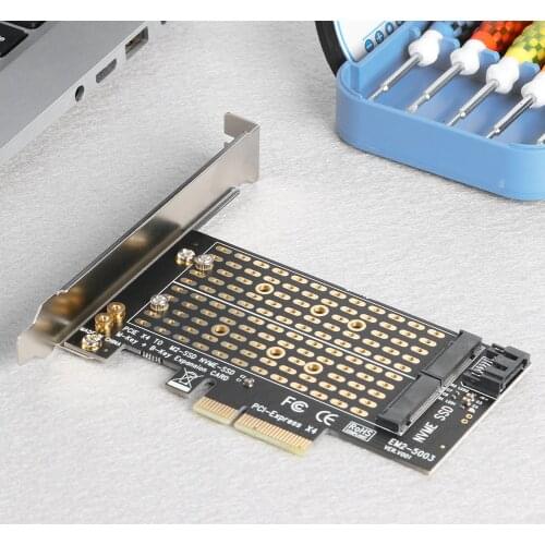 M.2 NVME to PCIE Adapter M+B Key NGFF SSD to PCI-E 3.0 X4 SATA for Expansion Card Household Computer Accessories