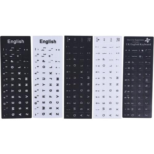 English Keyboard Replacement Stickers White on Black Any PC Computer Laptop